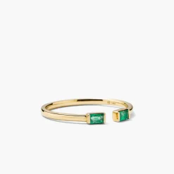 Baguette Emerald Open Ring