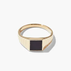 Black Onyx Square Signet Ring