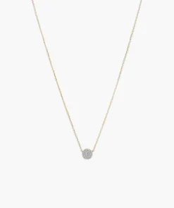 Large Pavé Diamond Round Necklace