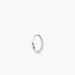 Single Pavé Diamond Huggie Hoop